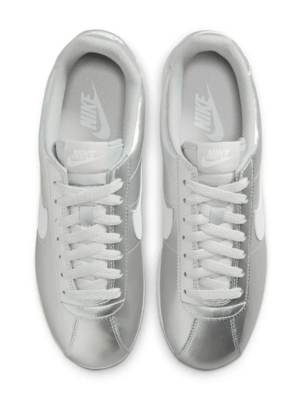 Women's Size 6 - Nike Cortez Metallic Silver/White-Grey Fog IR0042 001 (NO LID)
